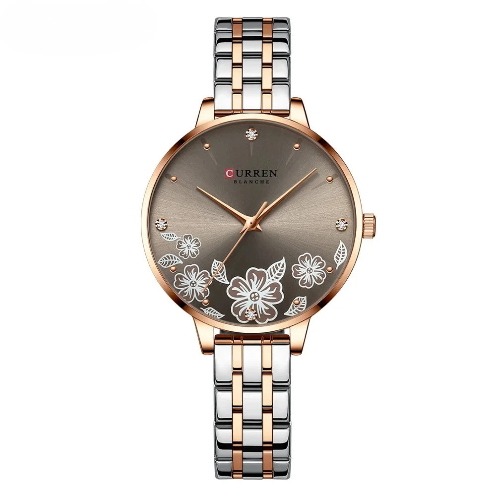 Relógio Floral com pulseira de 12mm