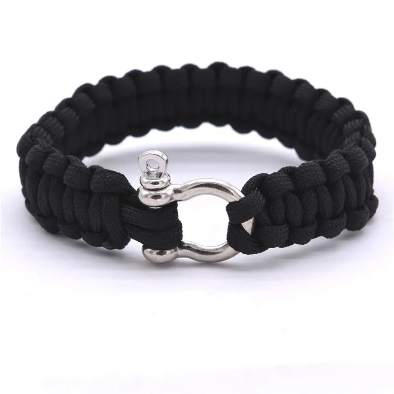Bracelete estilo militar em Algodão trançado com fecho em metal