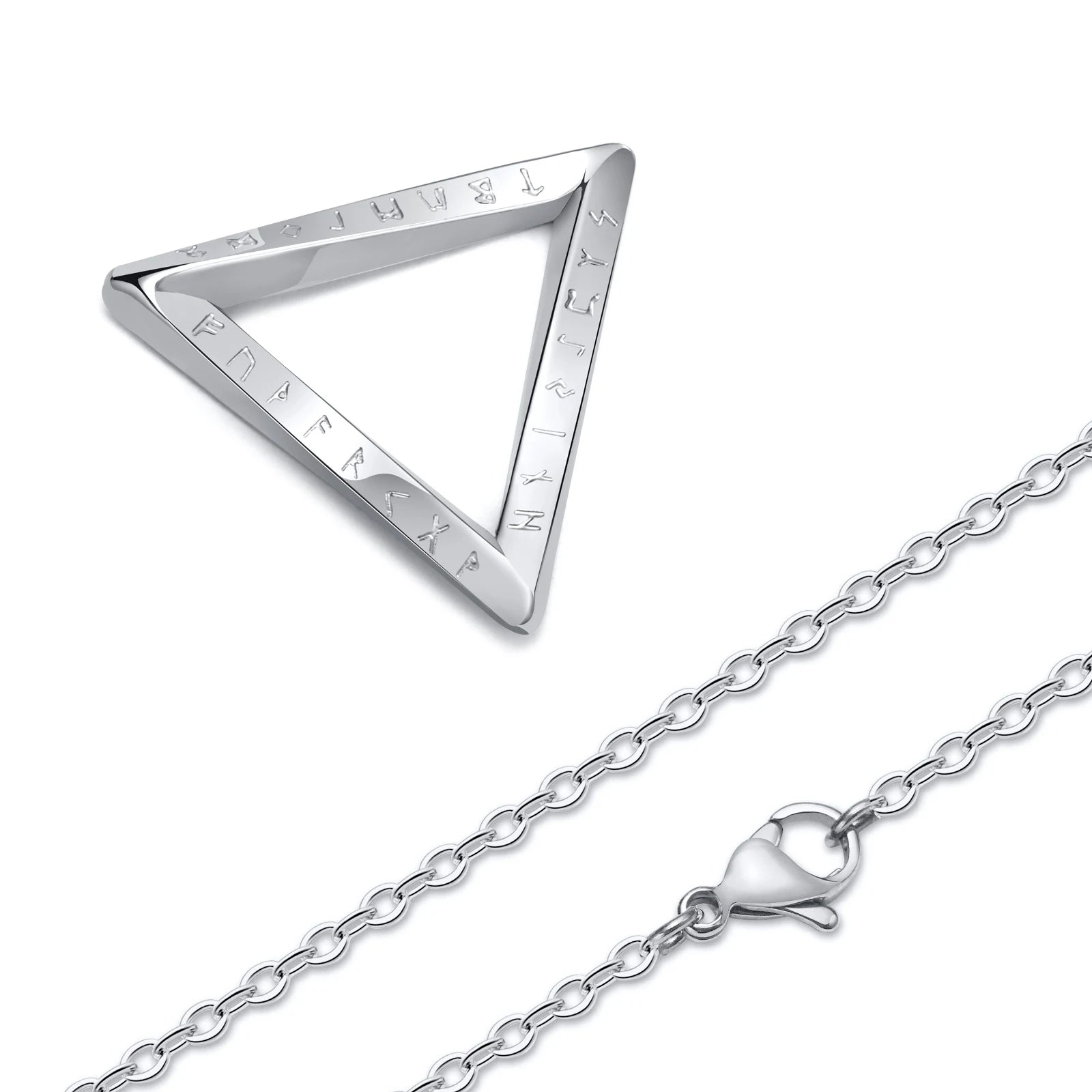 Colar Viking com pingente triangular em aço torcido