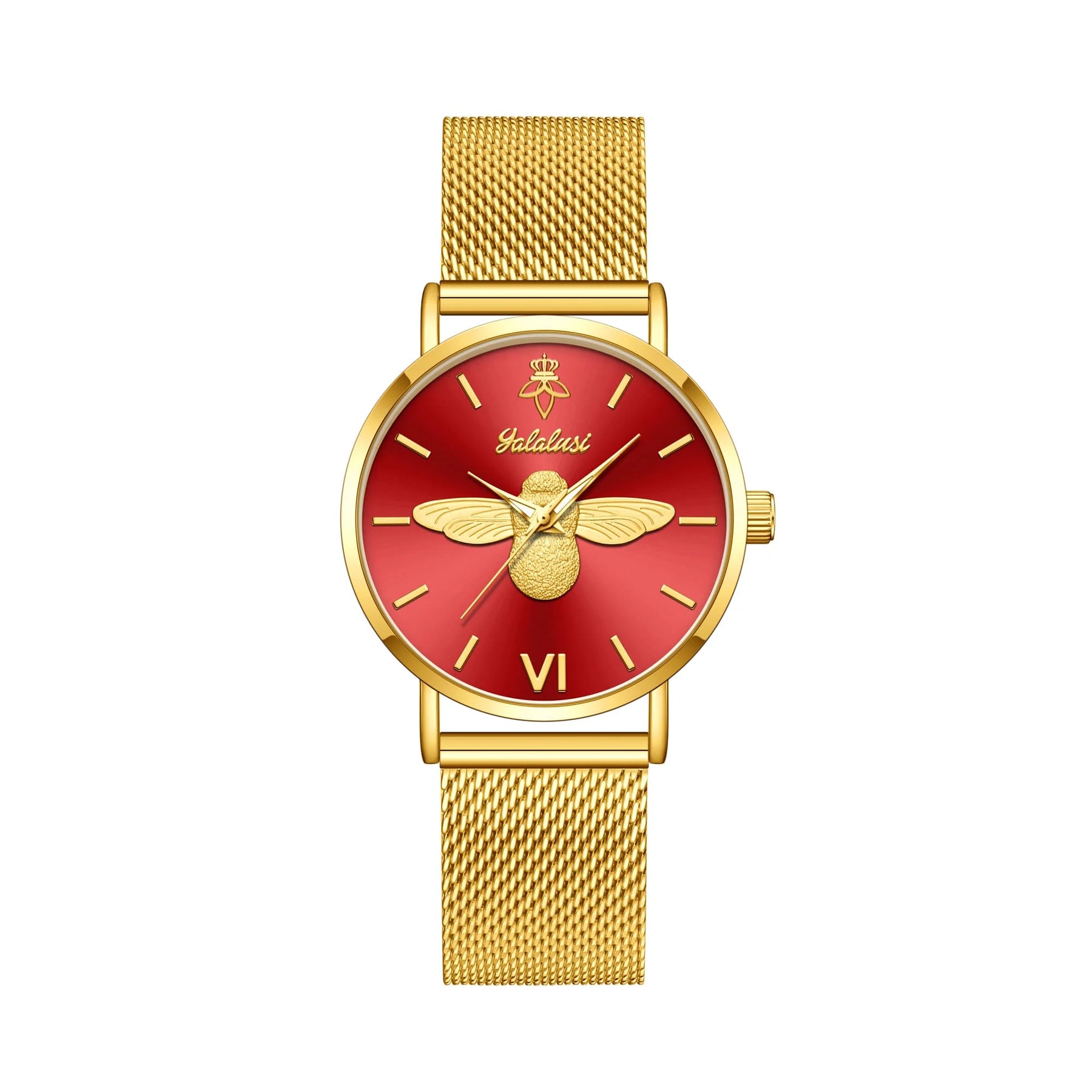 Relógio feminino Abelha Dourada tamanho de 32mm
