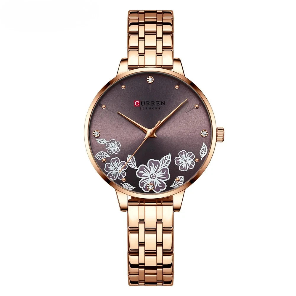 Relógio Floral com pulseira de 12mm