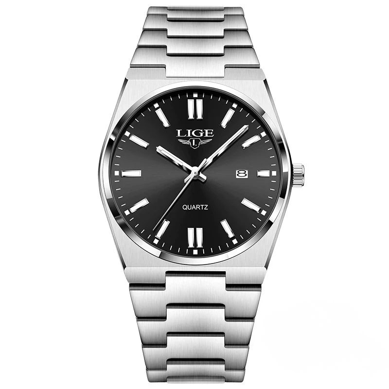 Relógio em aço com caixa fina