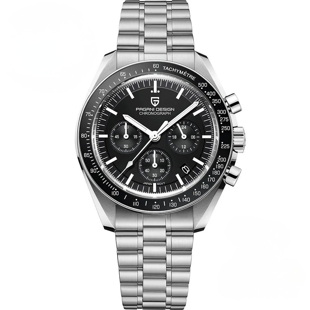 Relógio masculino taquímetro  em aço inoxidável