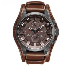 Relógio masculino com pulseira militar em couro