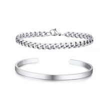 Kit de Bracelete + pulseira Cubana 5mm em aço
