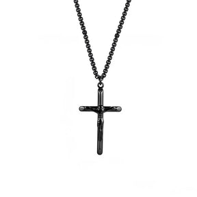 Colar com pingente de crucifixo em aço