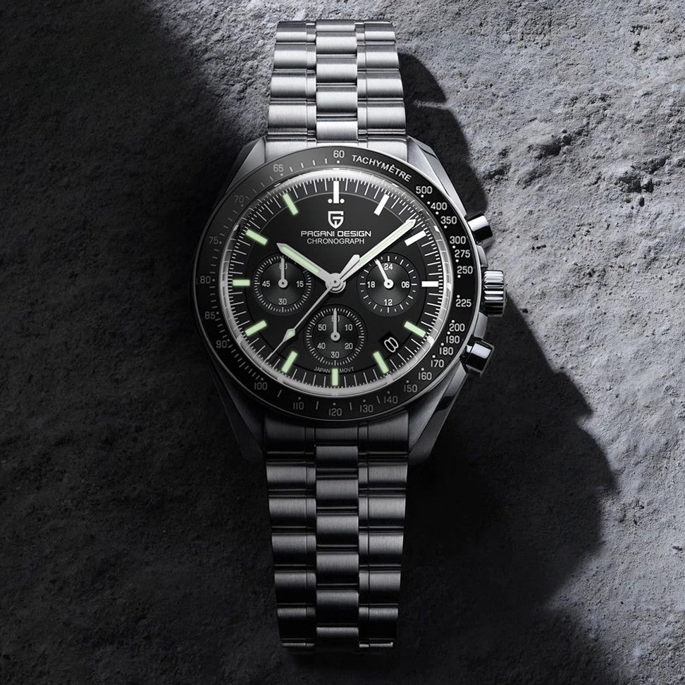 Relógio masculino taquímetro  em aço inoxidável
