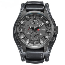 Relógio masculino com pulseira militar em couro