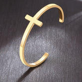 Pulseira unissex design de cruz em aço