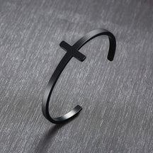 Pulseira unissex design de cruz em aço