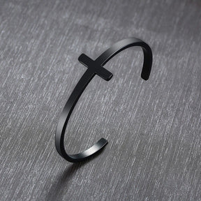 Pulseira unissex design de cruz em aço