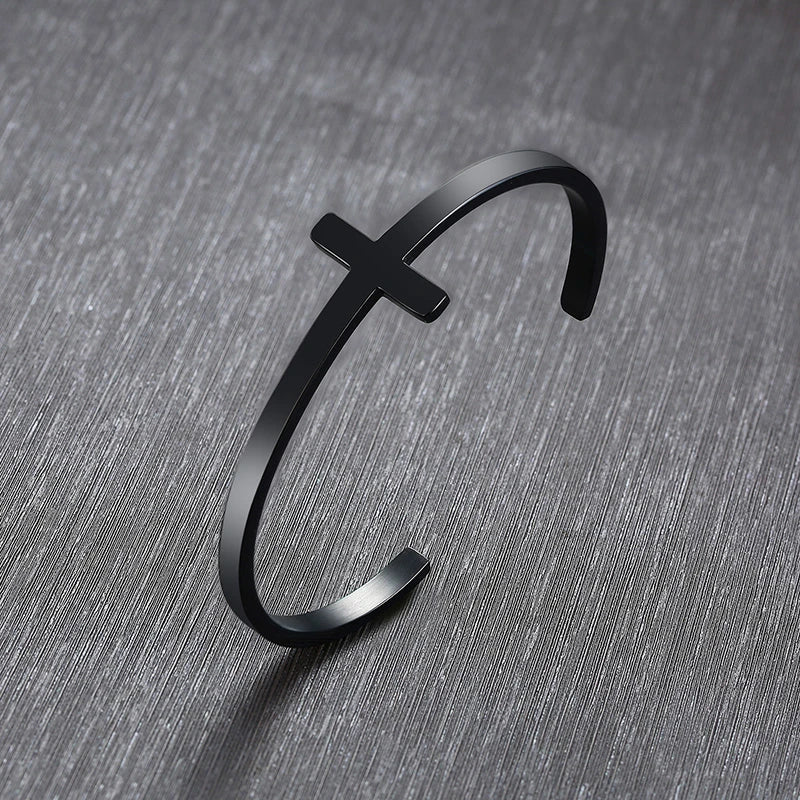 Pulseira unissex design de cruz em aço