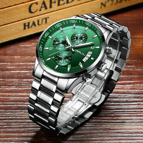 Fashion Mens Watch CRRJU Luxury Stainless Steel Quartz Watch for Men Business Chronograph Waterproof Watches relogio masculino - Arara Verde