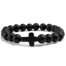 Bracelete com crucifixo e pedra natural