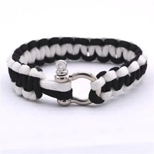 Bracelete estilo militar em Algodão trançado com fecho em metal