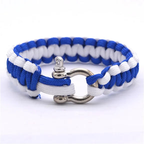 Bracelete estilo militar em Algodão trançado com fecho em metal