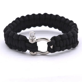 Bracelete estilo militar em Algodão trançado com fecho em metal