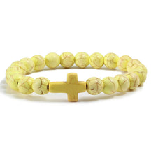 Bracelete com crucifixo e pedra natural
