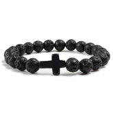 Bracelete com crucifixo e pedra natural
