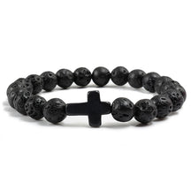 Bracelete com crucifixo e pedra natural