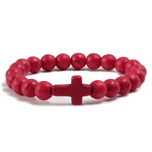 Bracelete com crucifixo e pedra natural