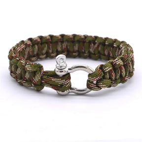 Bracelete estilo militar em Algodão trançado com fecho em metal