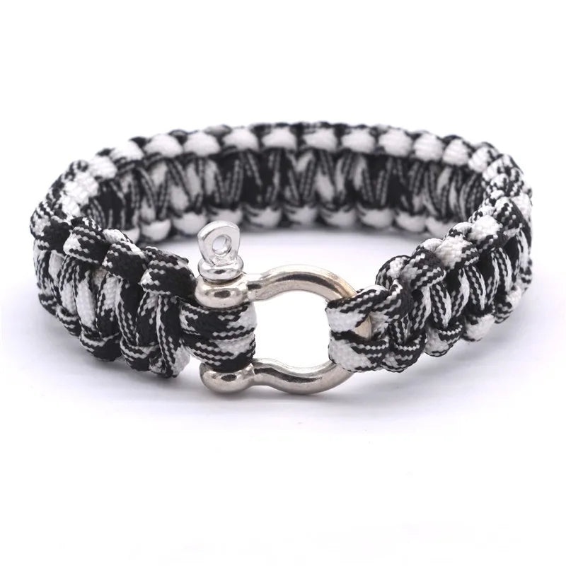 Bracelete estilo militar em Algodão trançado com fecho em metal