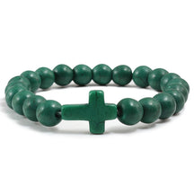 Bracelete com crucifixo e pedra natural