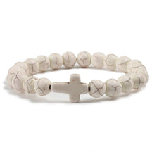 Bracelete com crucifixo e pedra natural