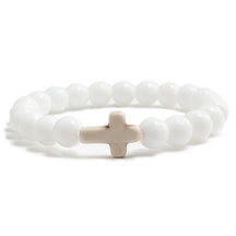Bracelete com crucifixo e pedra natural