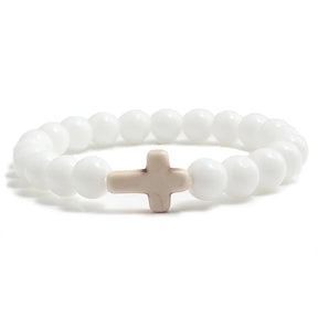 Bracelete com crucifixo e pedra natural