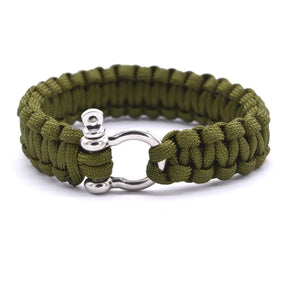Bracelete estilo militar em Algodão trançado com fecho em metal