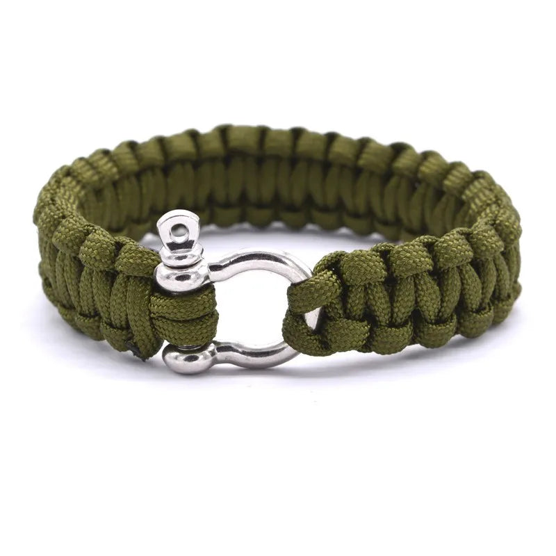 Bracelete estilo militar em Algodão trançado com fecho em metal
