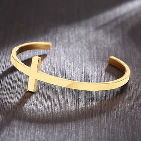 Pulseira unissex design de cruz em aço