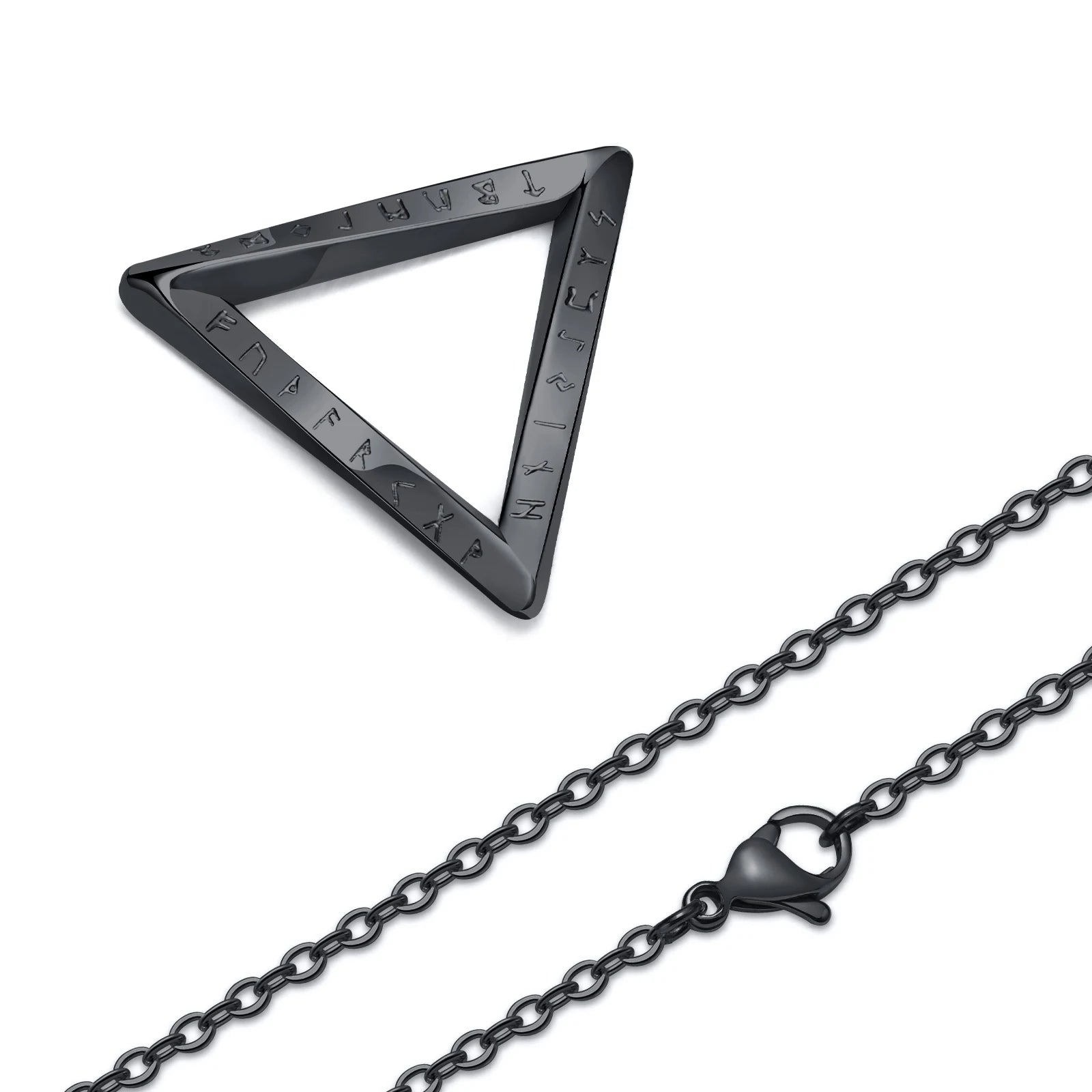 Colar Viking com pingente triangular em aço torcido
