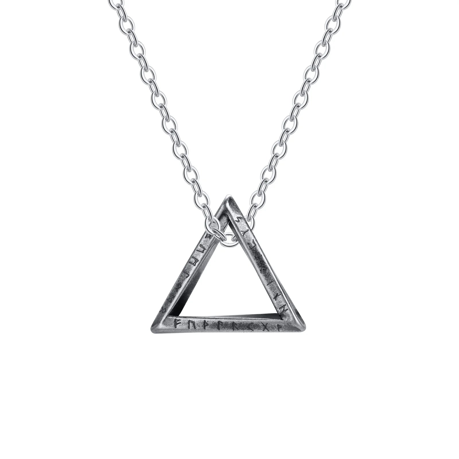 Colar Viking com pingente triangular em aço torcido