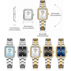 Relógio feminino 23mm com caixa retangular