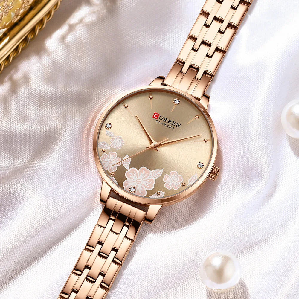 Relógio Floral com pulseira de 12mm