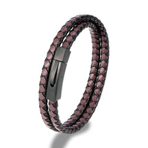 Pulseira Dupla em couro transado com fecho em metal