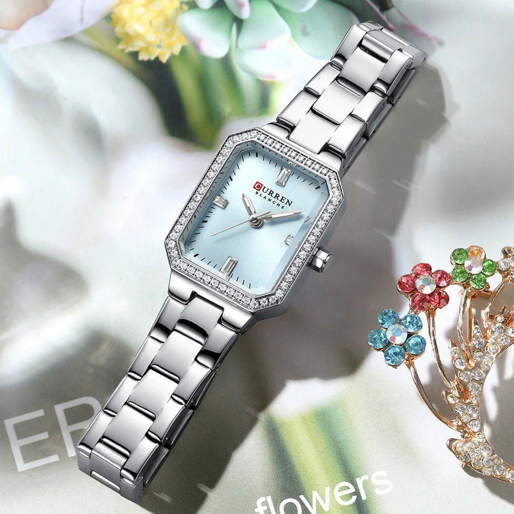 Relógio feminino 23mm com caixa retangular