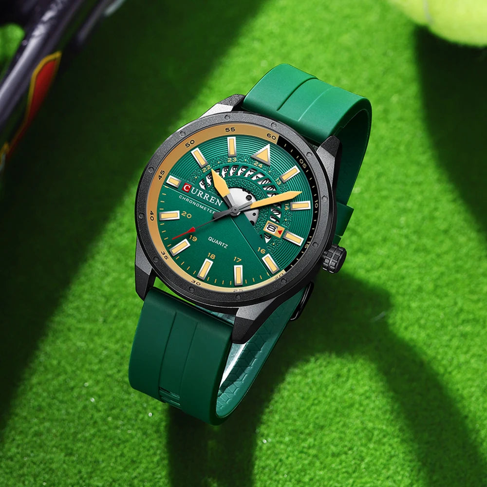 Relógio masculino Verde militar com pulseira de silicone