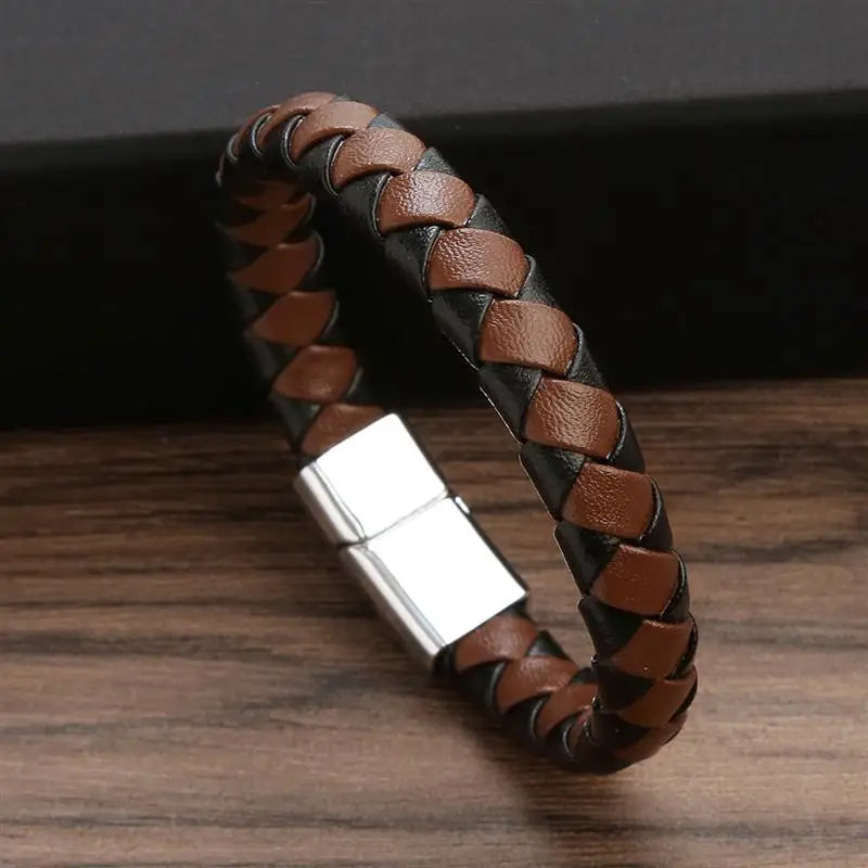 Pulseira Clássica em couro transado