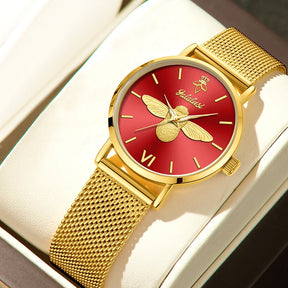 Relógio feminino Abelha Dourada tamanho de 32mm