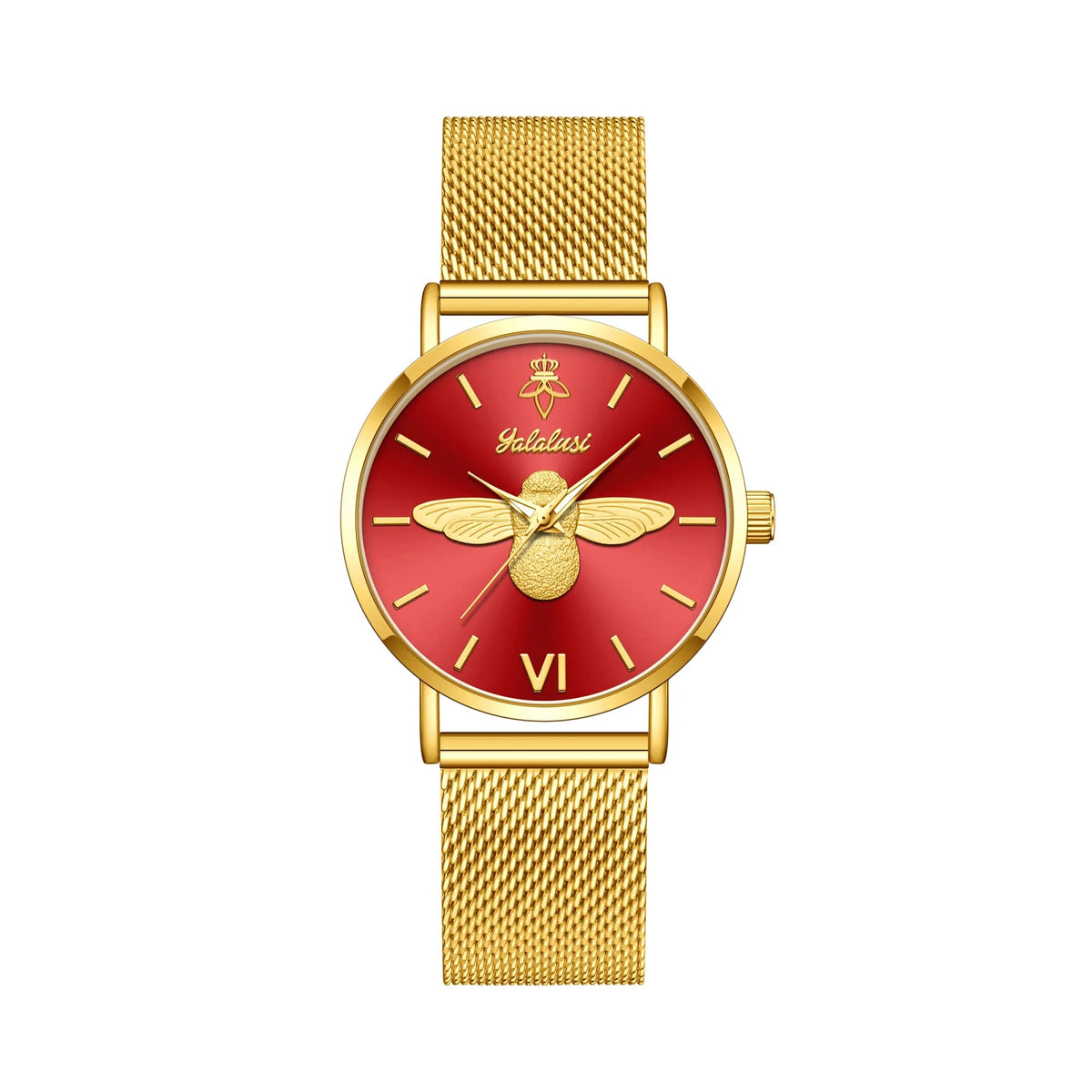 Relógio feminino Abelha Dourada tamanho de 32mm