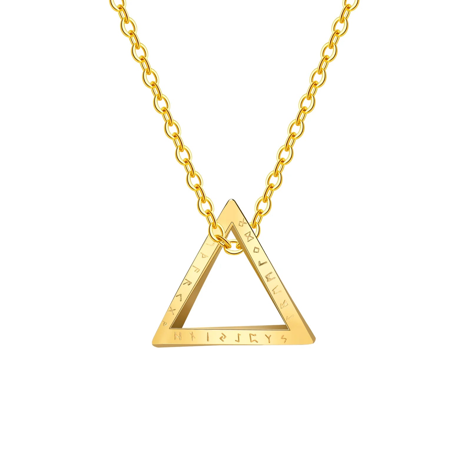 Colar Viking com pingente triangular em aço torcido