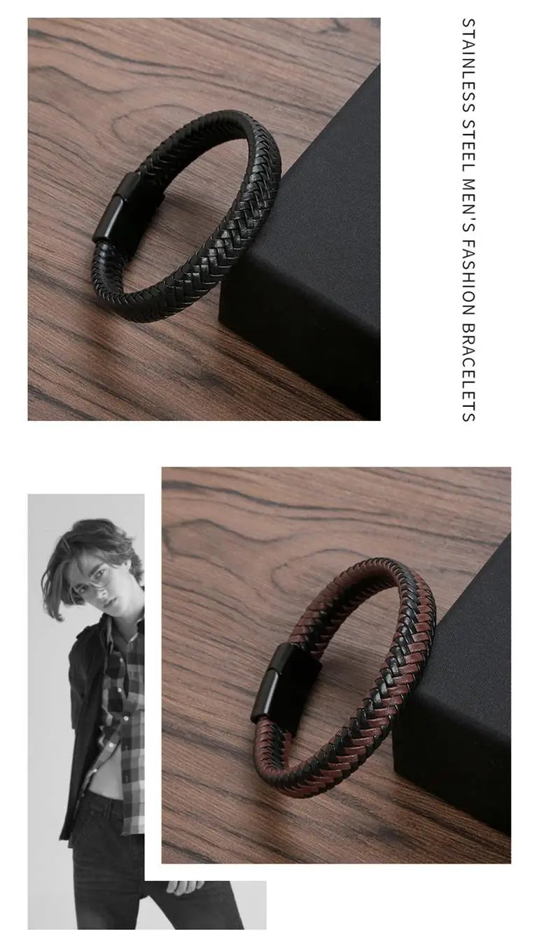 Pulseira Clássica em couro transado