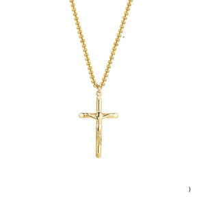 Colar com pingente de crucifixo em aço