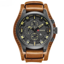 Relógio masculino com pulseira militar em couro