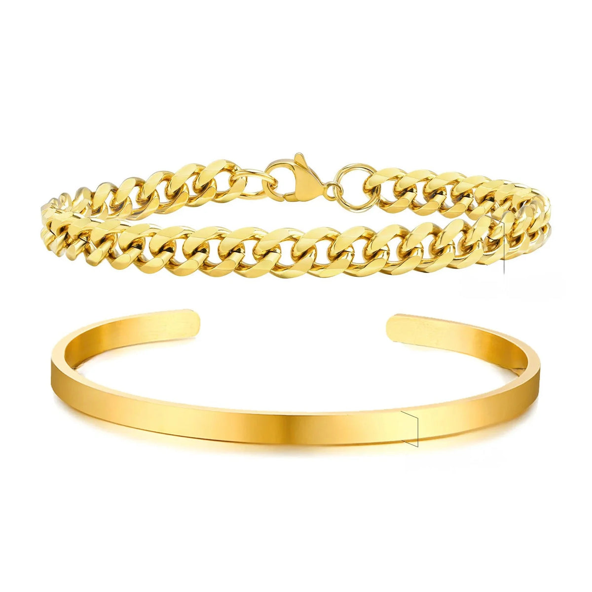 Kit de Bracelete + pulseira Cubana 5mm em aço