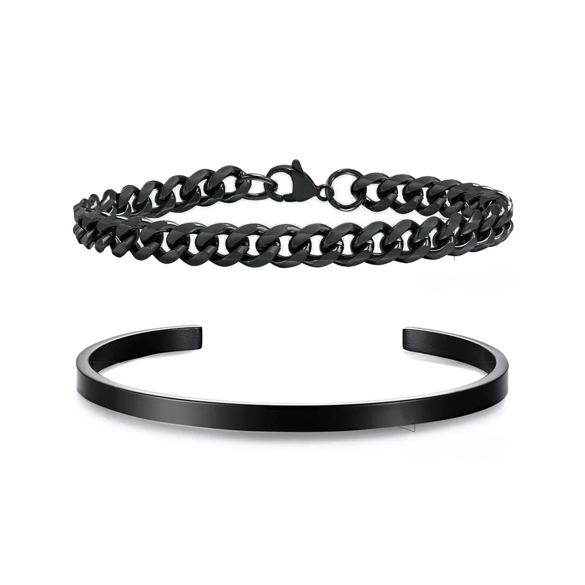 Kit de Bracelete + pulseira Cubana 5mm em aço